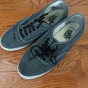 Women's Vans Low Top Cotton Classic Slip On Flat Shoes Gray and White Soles W9